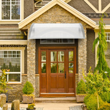 HT-120 x 80 Household Application Door & Window Rain Cover Eaves Canopy White & Gray Bracket